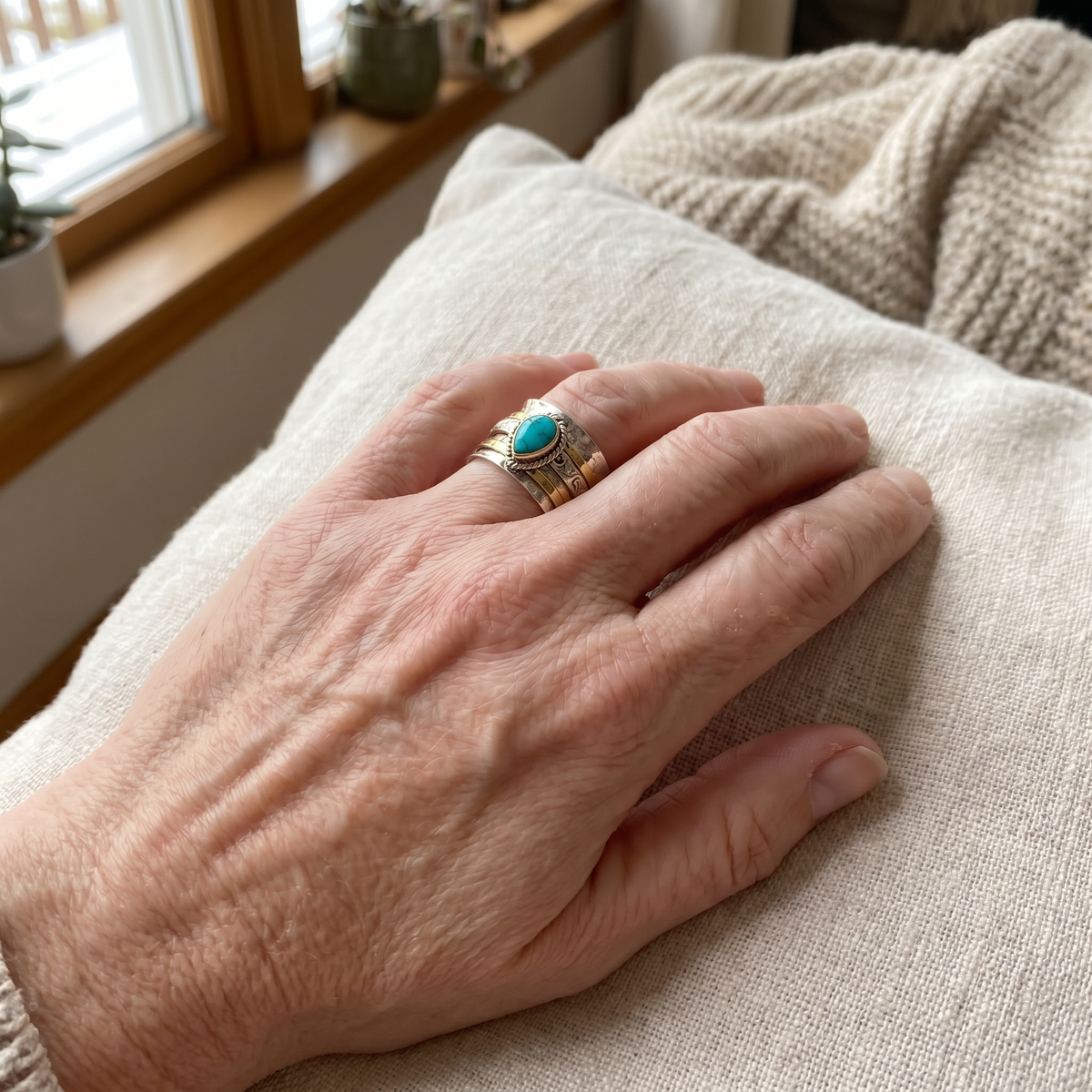 Azzurra statement ring with oval turquoise