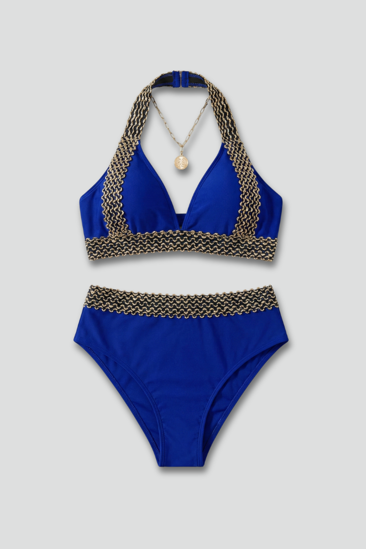 Women’s Bikini Set with Triangle Top and High Waist Bottom