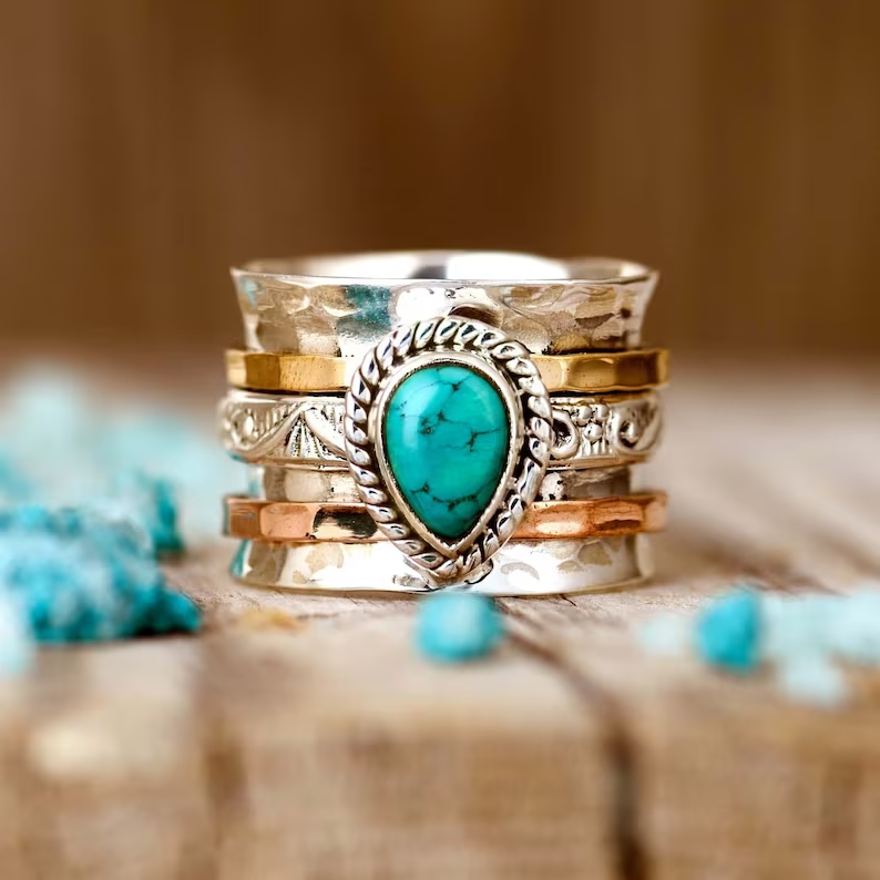 Azzurra statement ring with oval turquoise