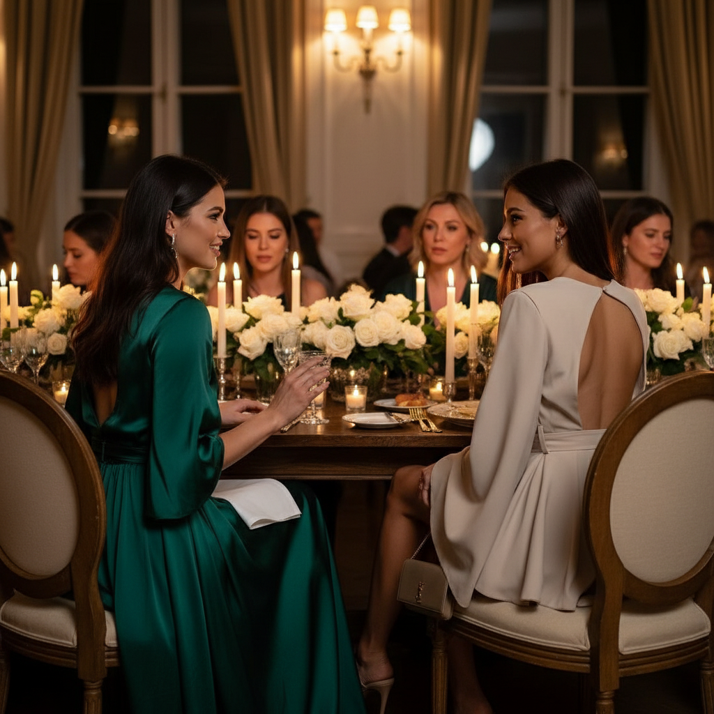 Lidia Elegant Backless A-Line Dress with Bell Sleeves