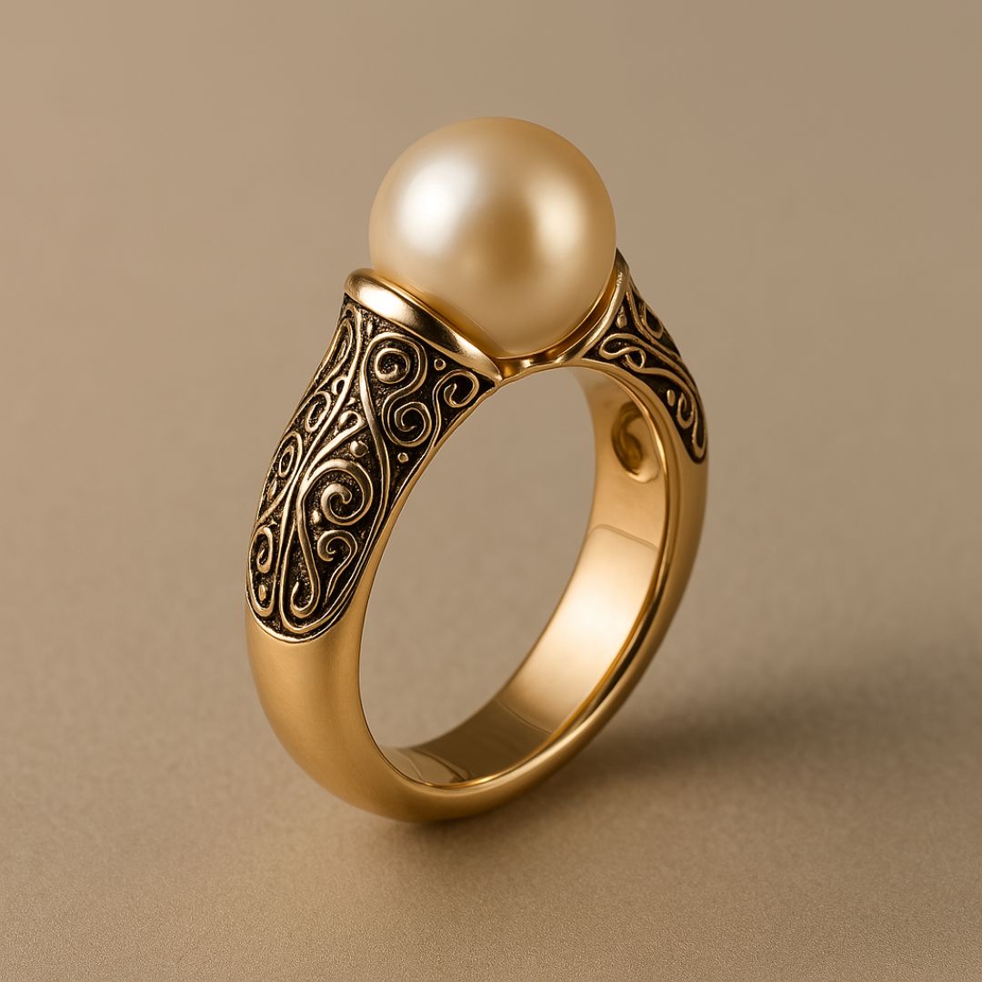 Timeless vintage ring with pearls in gold