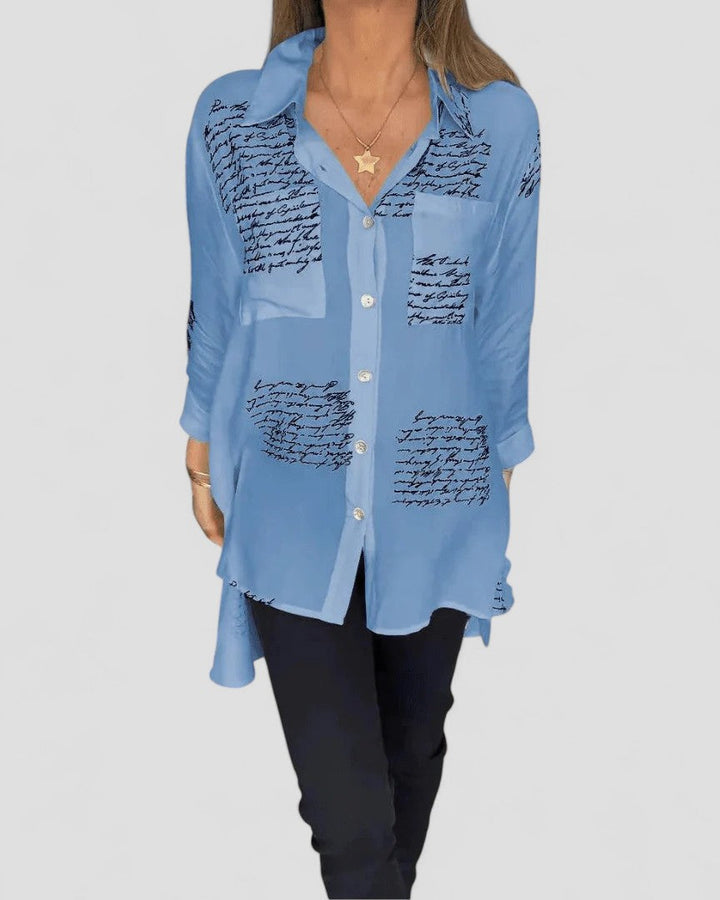 Helena - Script Button-Up Shirt
