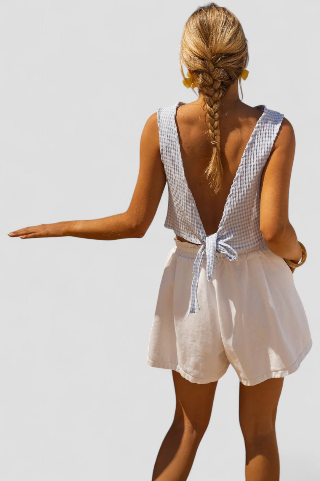 Rebecca - Blue Gingham Crop Top