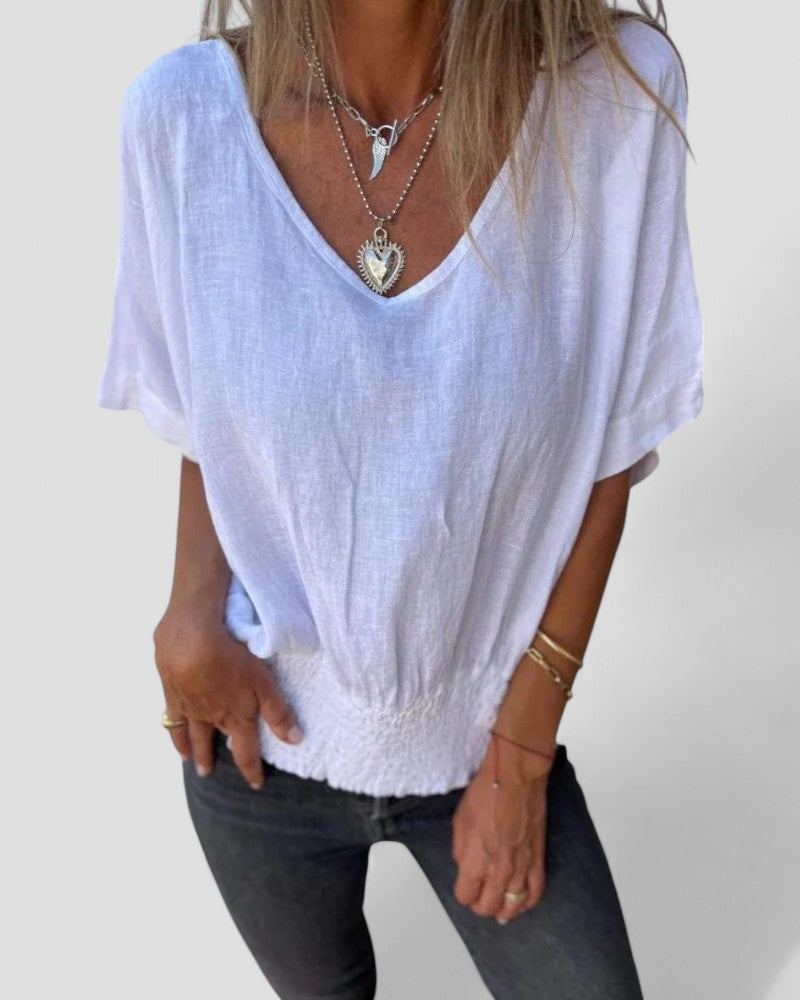 Laura - Waisted V-Neck T-Shirt