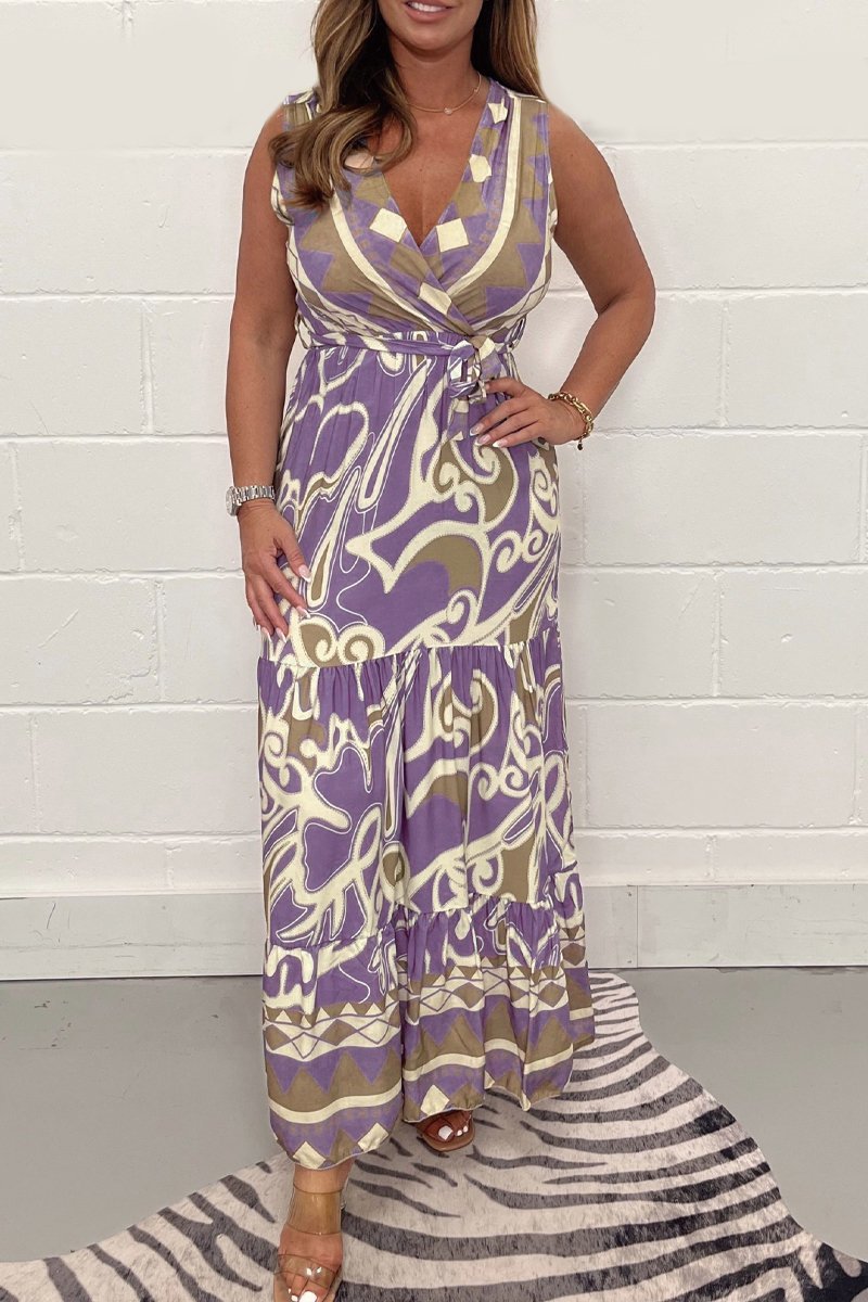 Rosa | Soft Geometric Maxi Dress – Flowy, Stylish & Effortless