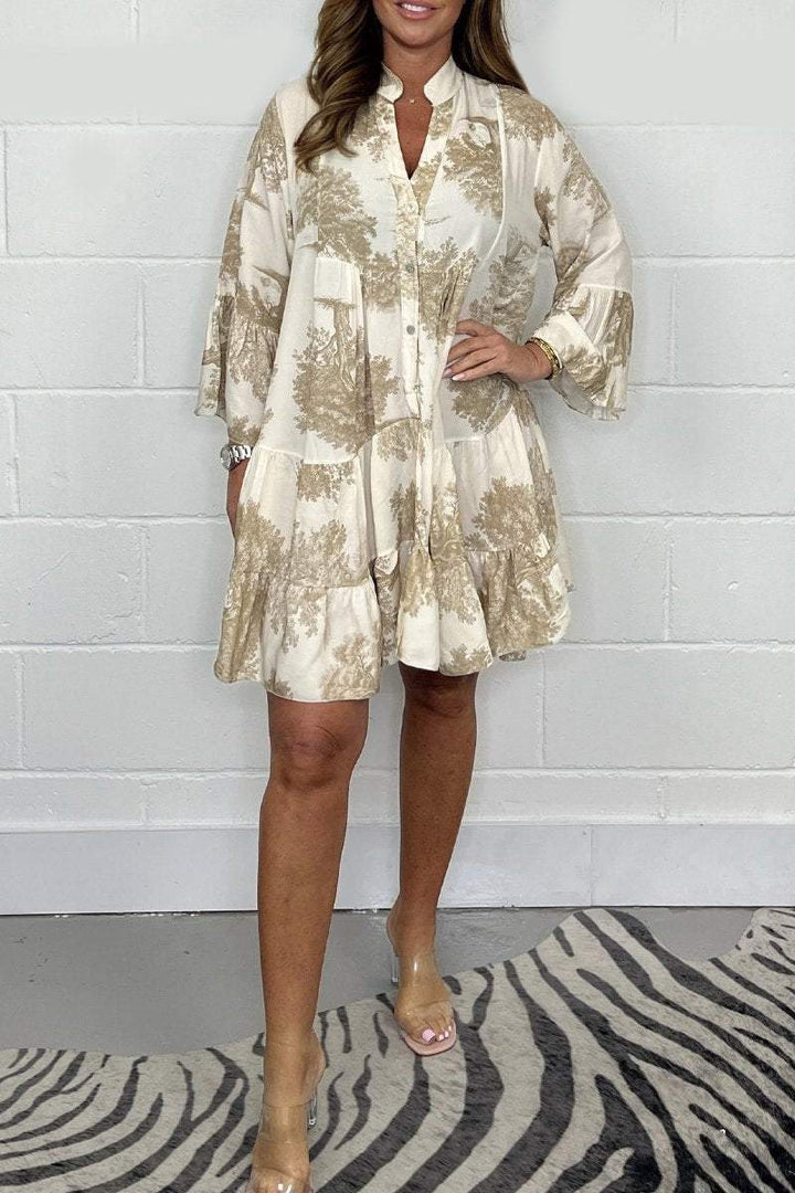 Fiona | Green &amp; White Print Dress – Relaxed, Flowy &amp; Fresh