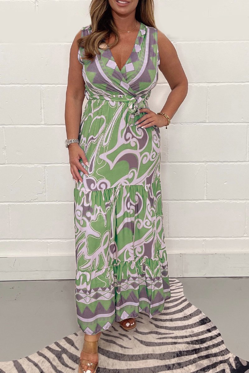 Rosa | Soft Geometric Maxi Dress – Flowy, Stylish &amp; Effortless