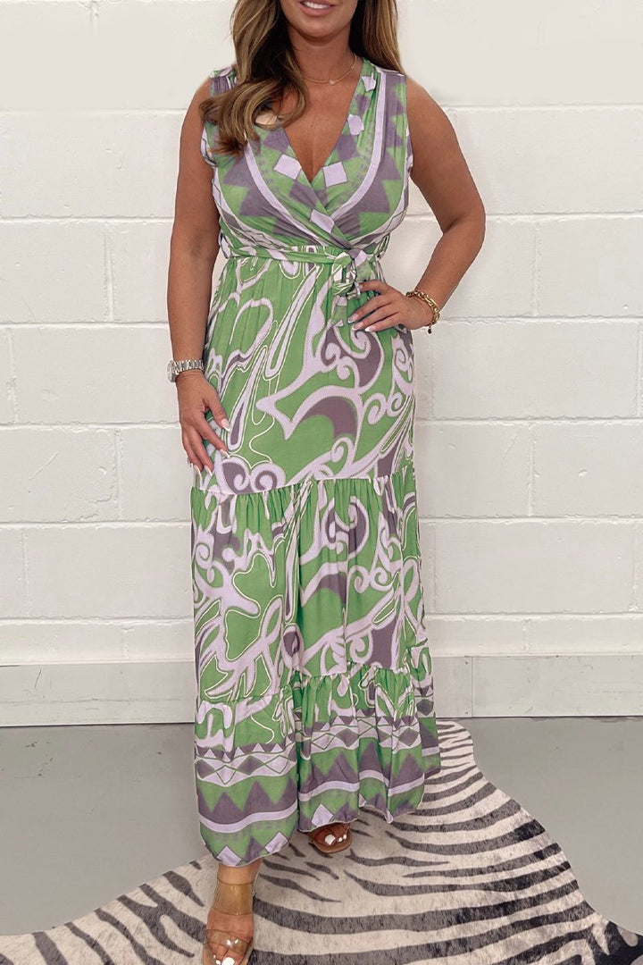 Rosa | Soft Geometric Maxi Dress – Flowy, Stylish &amp; Effortless