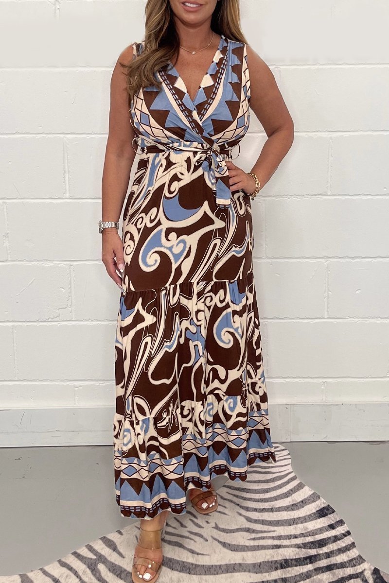 Rosa | Soft Geometric Maxi Dress – Flowy, Stylish & Effortless