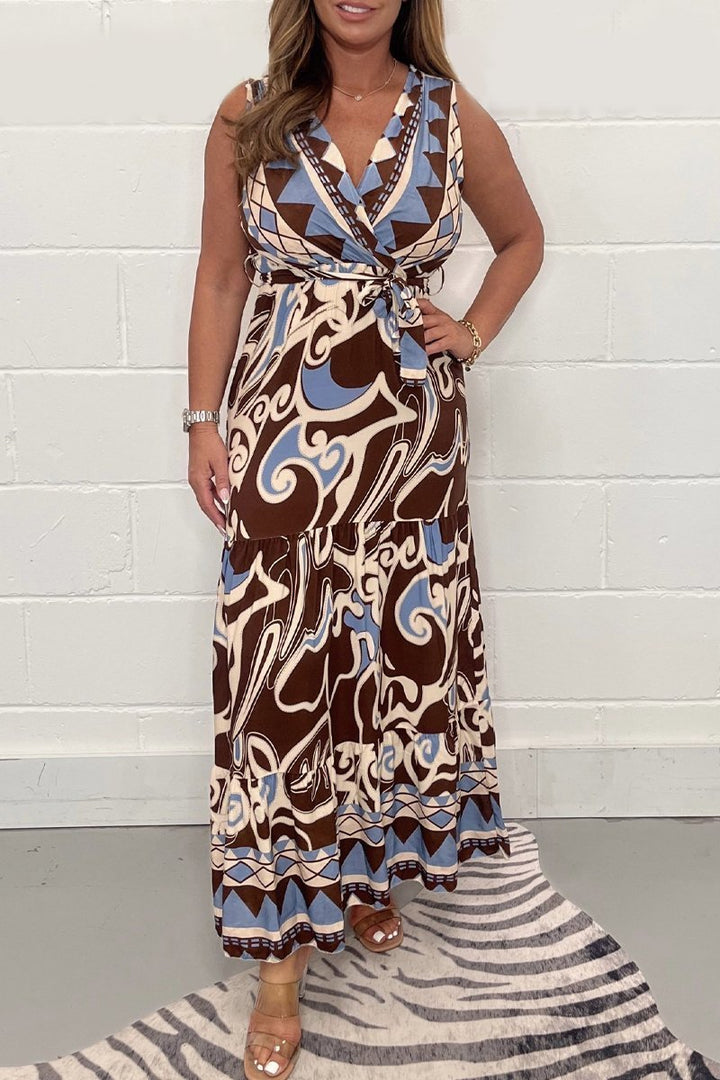 Rosa | Soft Geometric Maxi Dress – Flowy, Stylish &amp; Effortless