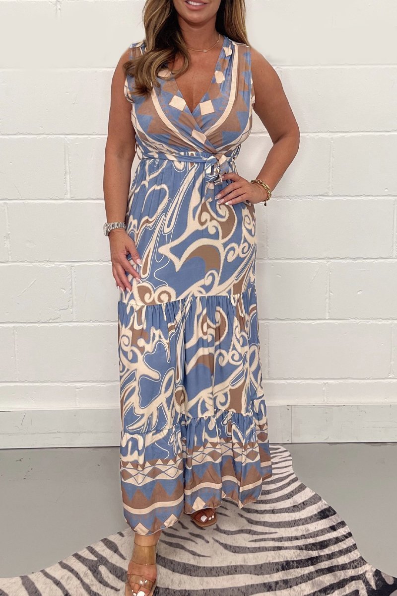 Rosa | Soft Geometric Maxi Dress – Flowy, Stylish & Effortless