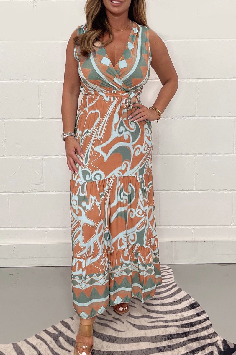 Rosa | Soft Geometric Maxi Dress – Flowy, Stylish & Effortless