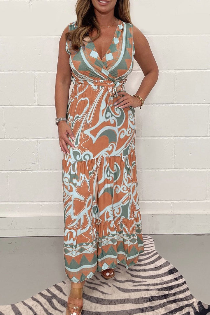 Rosa | Soft Geometric Maxi Dress – Flowy, Stylish &amp; Effortless