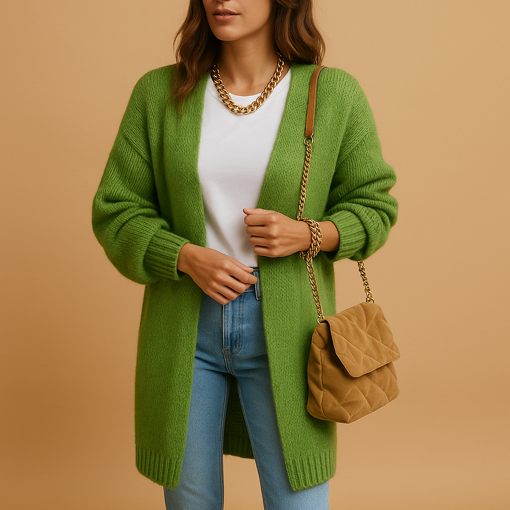 Open Front Classic Women's Knitted Cardigan | Evelien