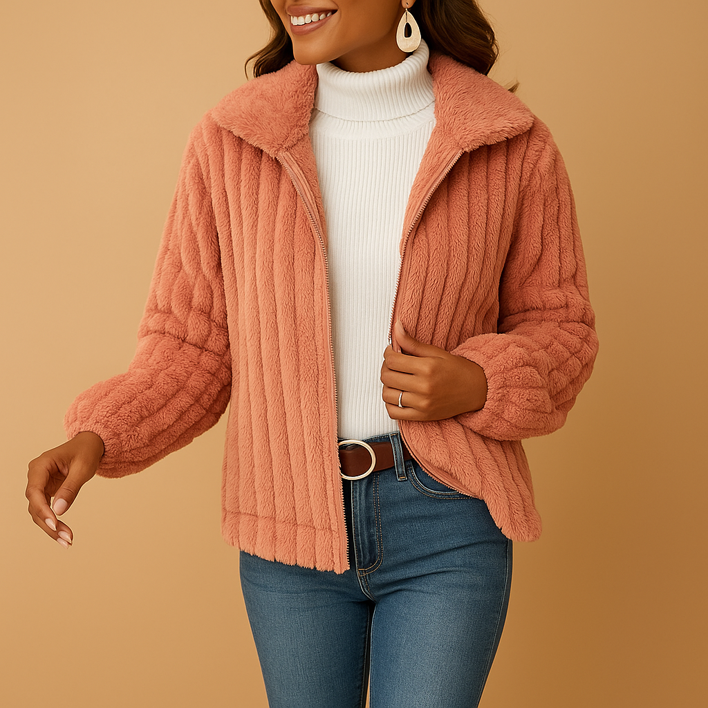 Eveline Women's Long Fleece Vest with Collar