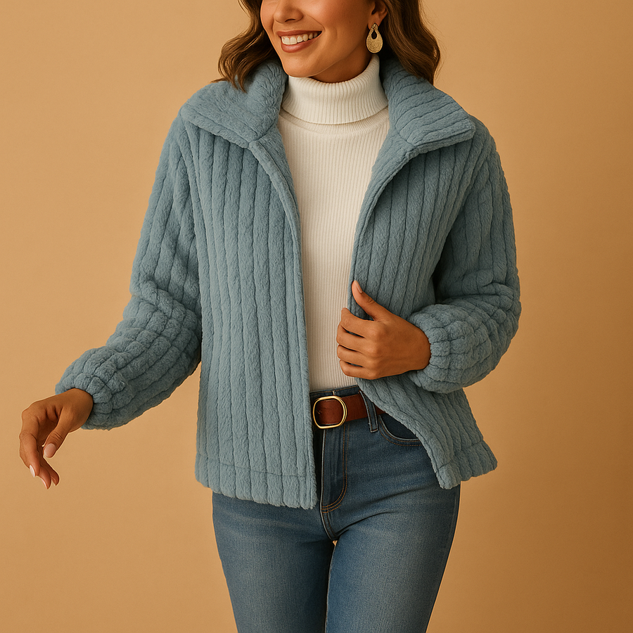 Eveline Women's Long Fleece Vest with Collar