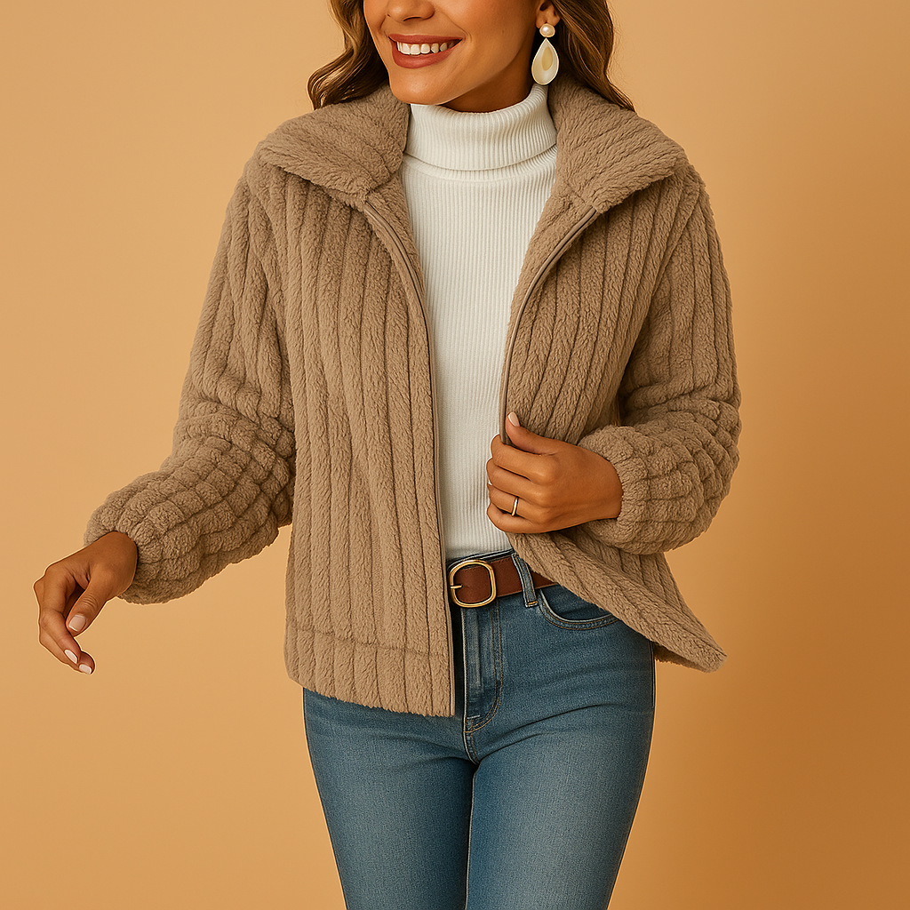 Eveline Women's Long Fleece Vest with Collar
