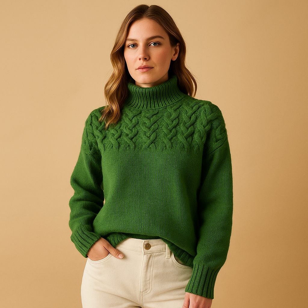Elise Women's Long Knitted Sweater with Collar