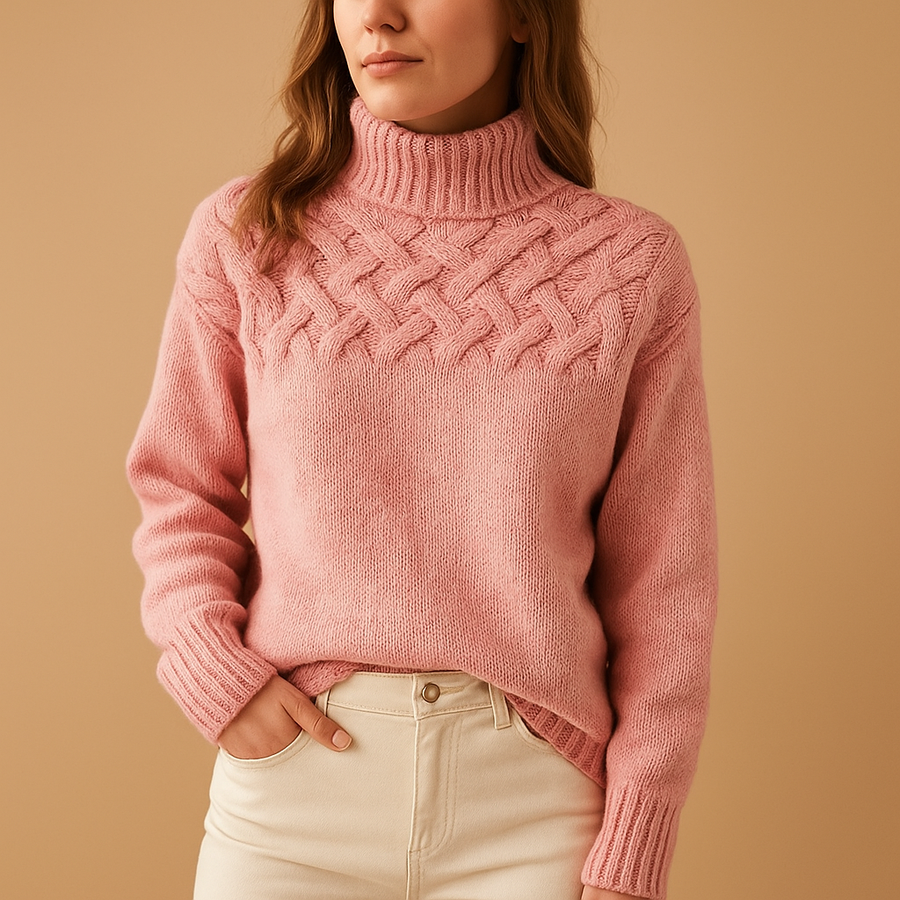 Elise Women's Long Knitted Sweater with Collar