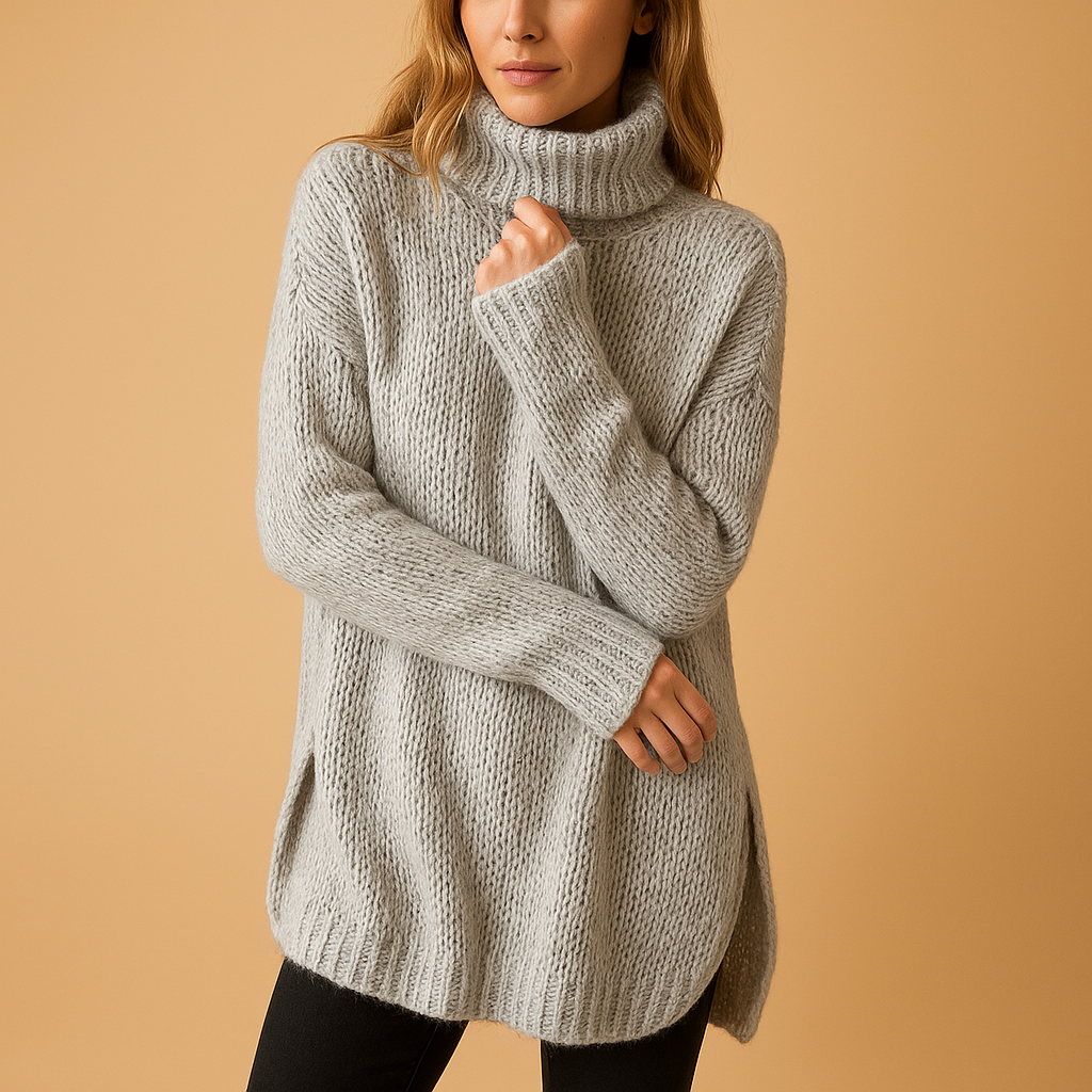 Yara Women's Long Knitted Sweater with Print