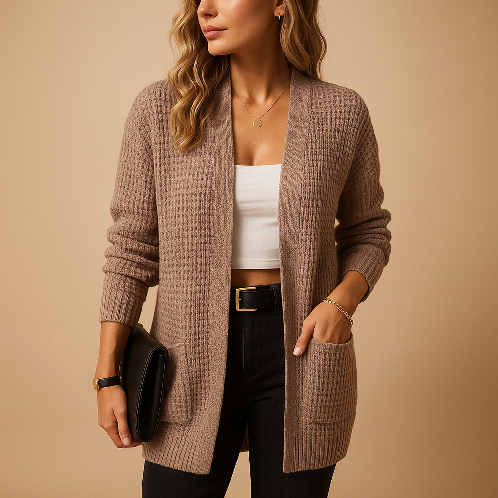 Lianne Women's Long V-Neck Cardigan with Pockets