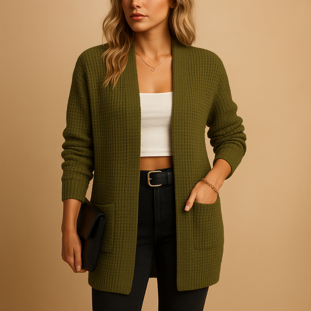 Lianne Women's Long V-Neck Cardigan with Pockets