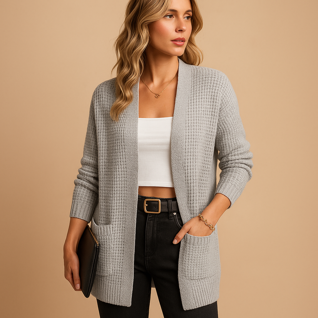 Lianne Women's Long V-Neck Cardigan with Pockets