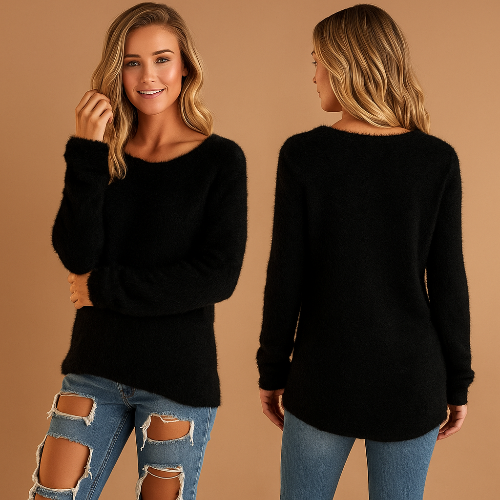 Aniek Women's Lightweight Knitted Sweater with Round Neck