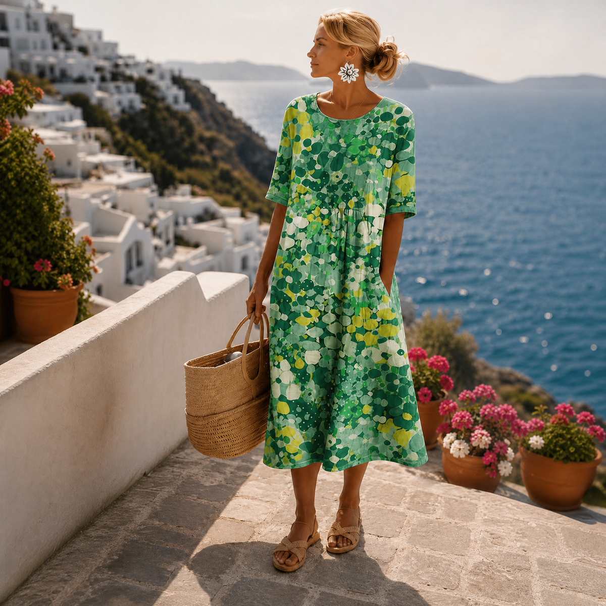 Elena | Lightweight Flowing Floral Midi Dress