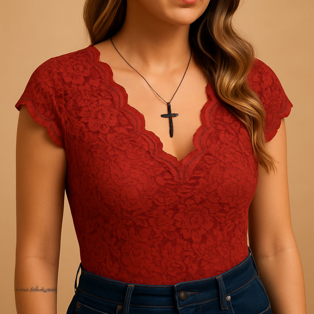 Elvira Women's V-Neck Sleeveless Lace Top