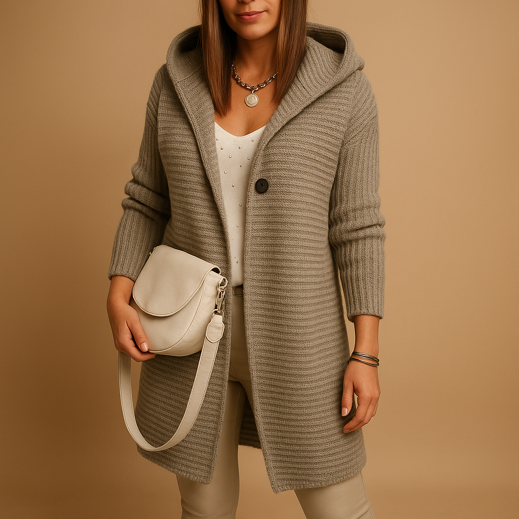 Jolien Long Front Open Knit Cardigan for Women
