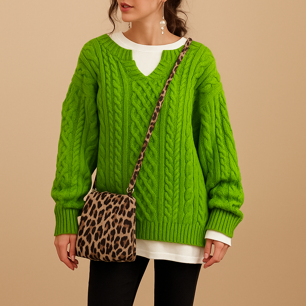 Chunky Oversized Women's Sweater with Round Neck | Lotte