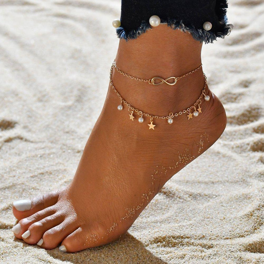 BRENDAT - Infinity Anklet Bracelet + Pearls