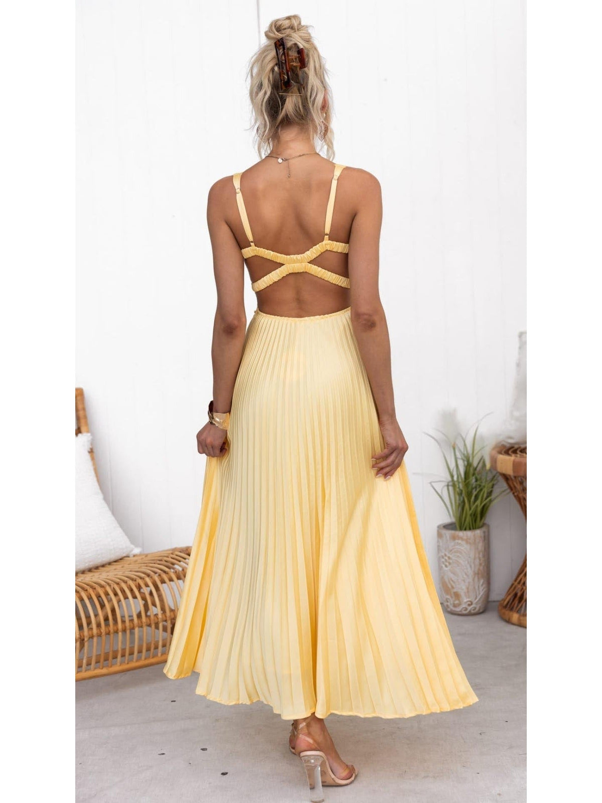 Scarlett | Pleated V-Neck Maxi Dress