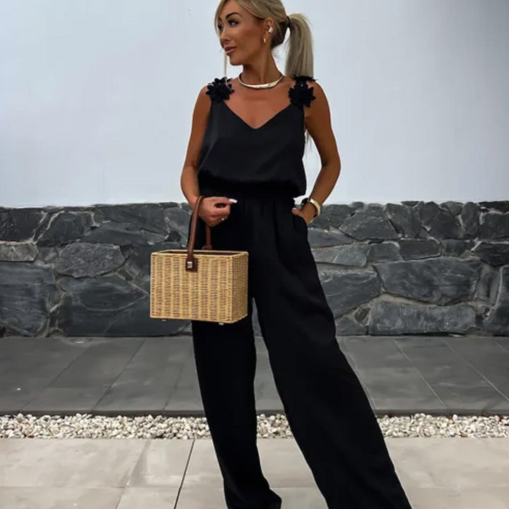 Georgina | Elegant Floral Strap Jumpsuit – Flowy, Flattering &amp; Comfortable