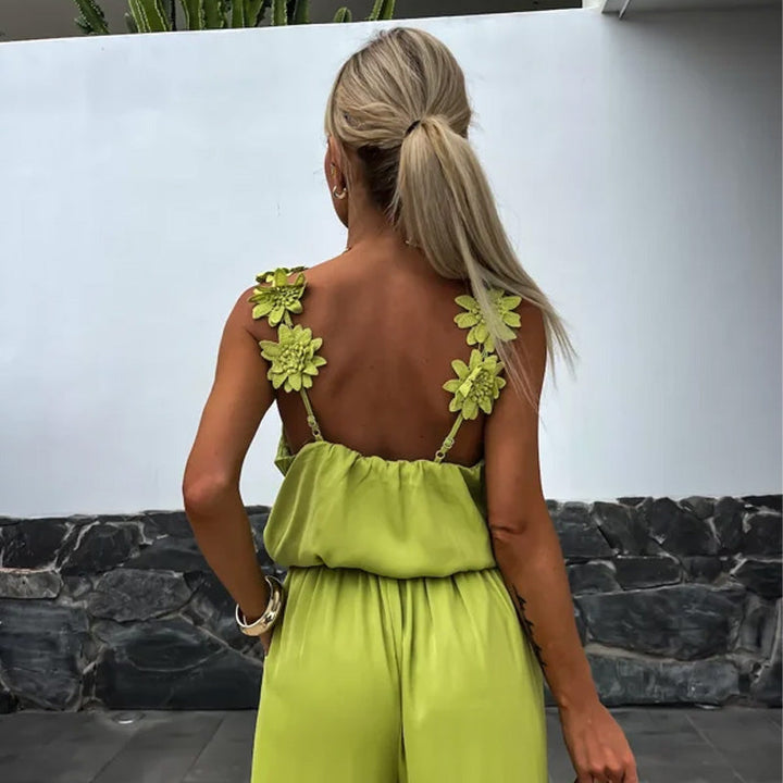 Georgina | Elegant Floral Strap Jumpsuit – Flowy, Flattering &amp; Comfortable
