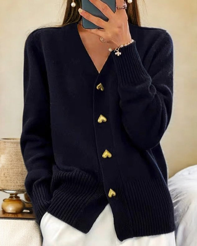 Liorah Elegant Heart Button Cardigan