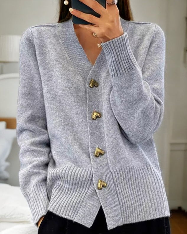 Liorah Elegant Heart Button Cardigan