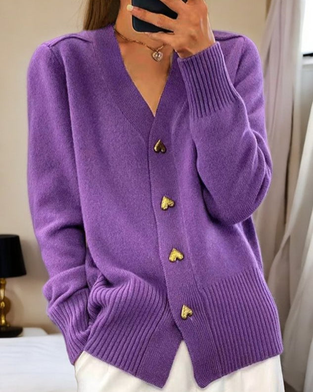 Liorah Elegant Heart Button Cardigan