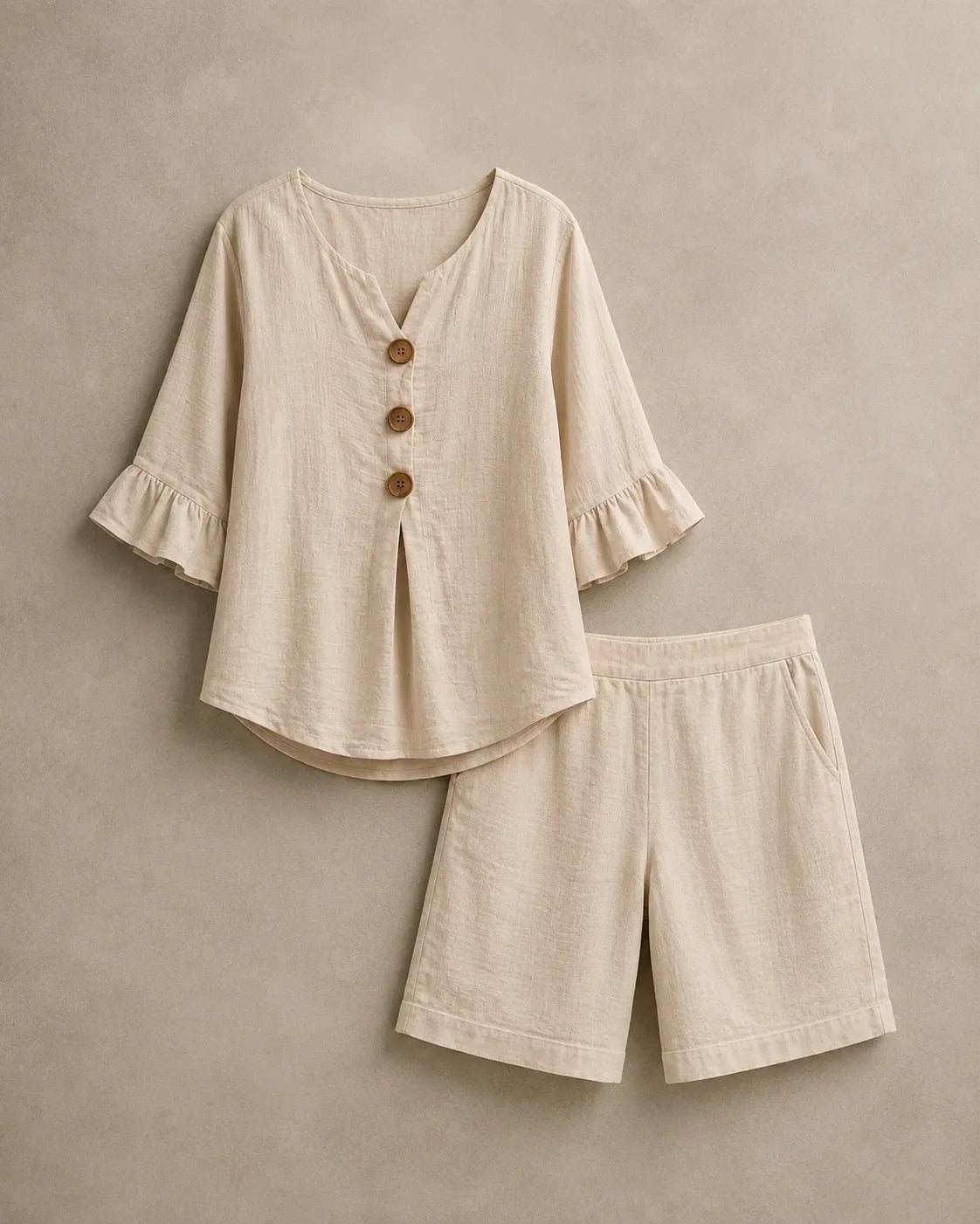 Elara | Cotton-Linen Bell-Sleeve Co-Ord Set
