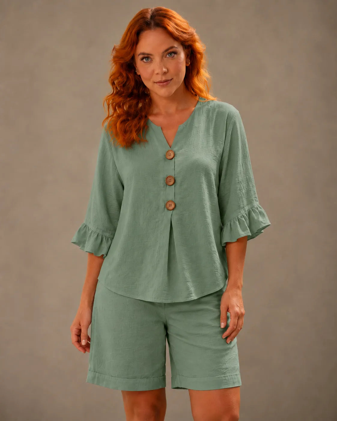 Elara | Cotton-Linen Bell-Sleeve Co-Ord Set
