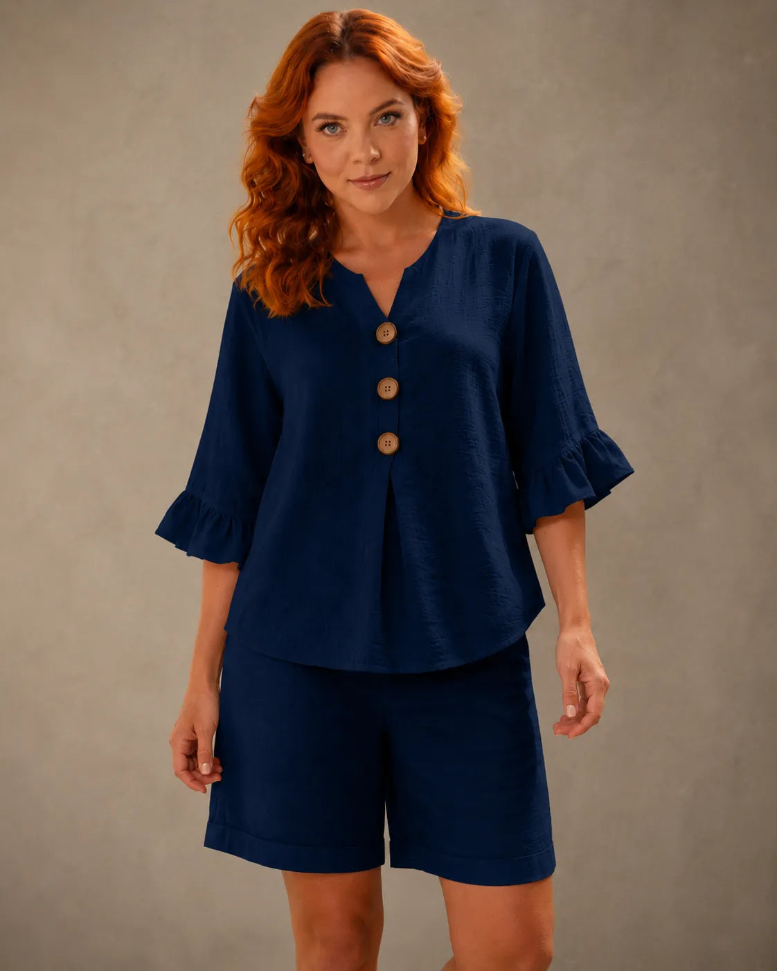 Elara | Cotton-Linen Bell-Sleeve Co-Ord Set