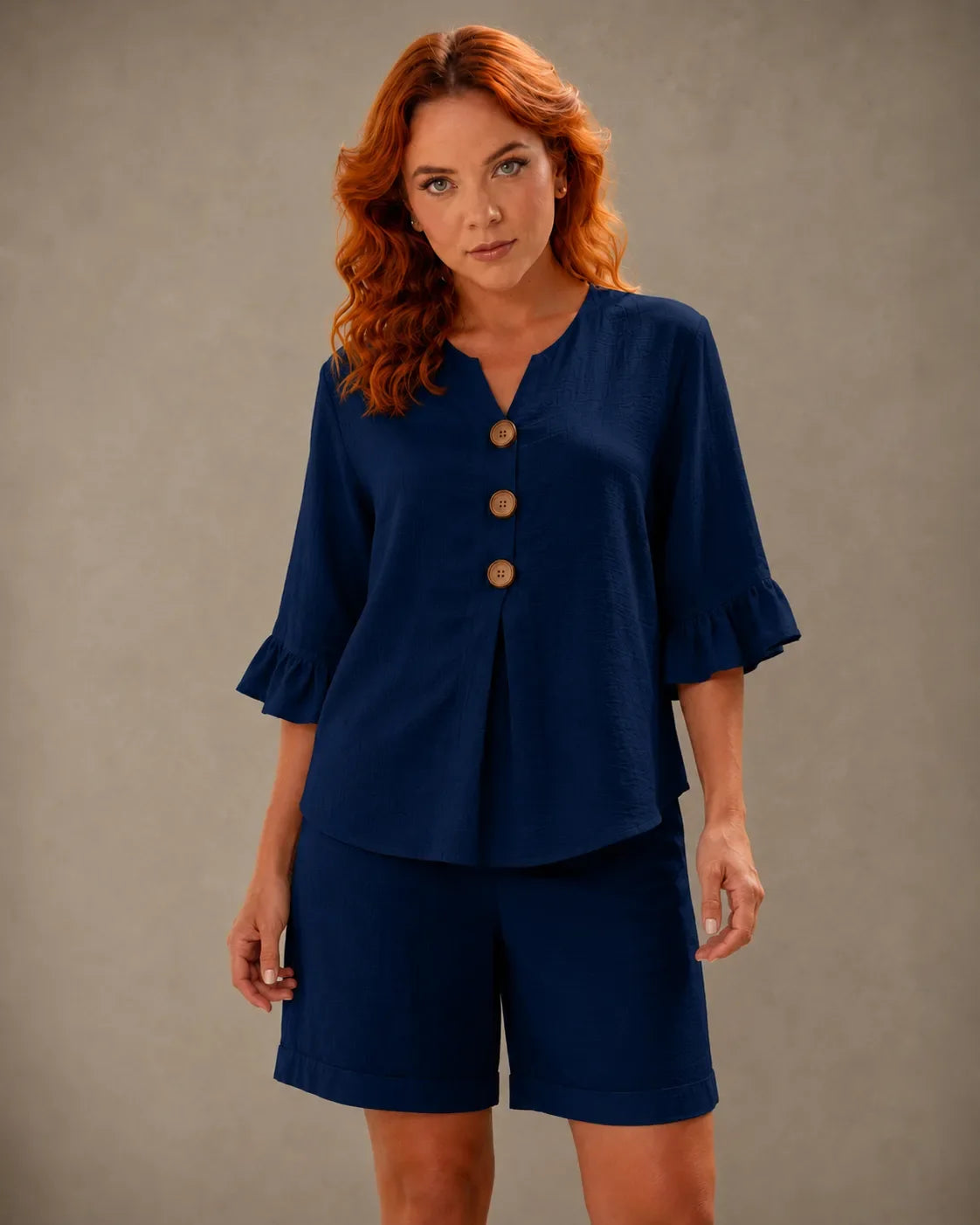Elara | Cotton-Linen Bell-Sleeve Co-Ord Set