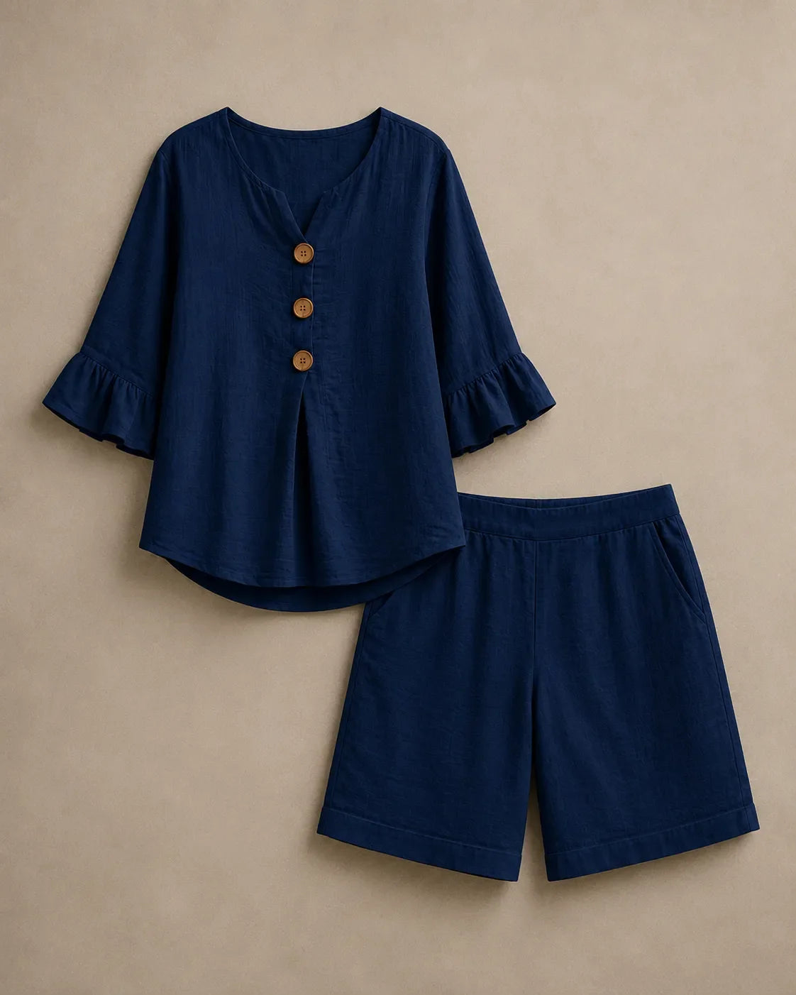 Elara | Cotton-Linen Bell-Sleeve Co-Ord Set