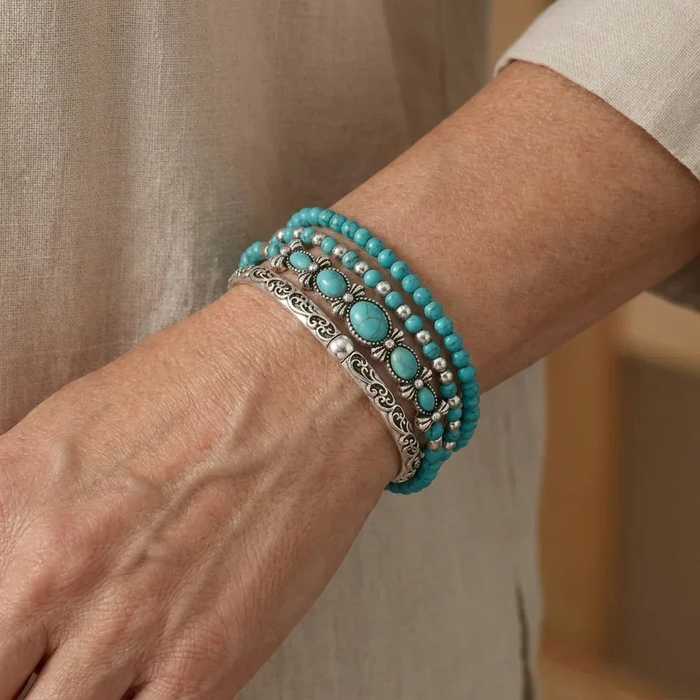 Mirella boho bracelet set with turquoise beads