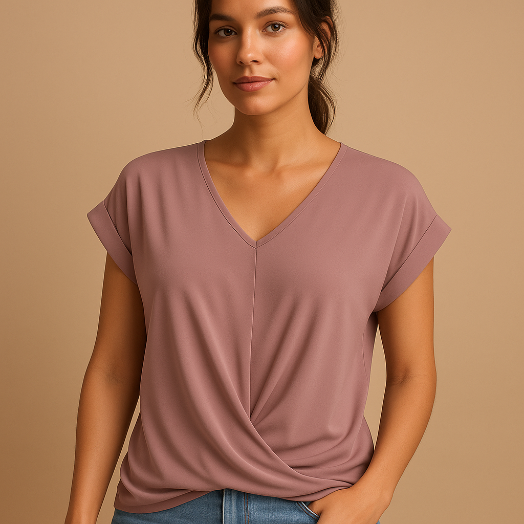 Joline Women's V-Neck Blouse with Flattering Fit