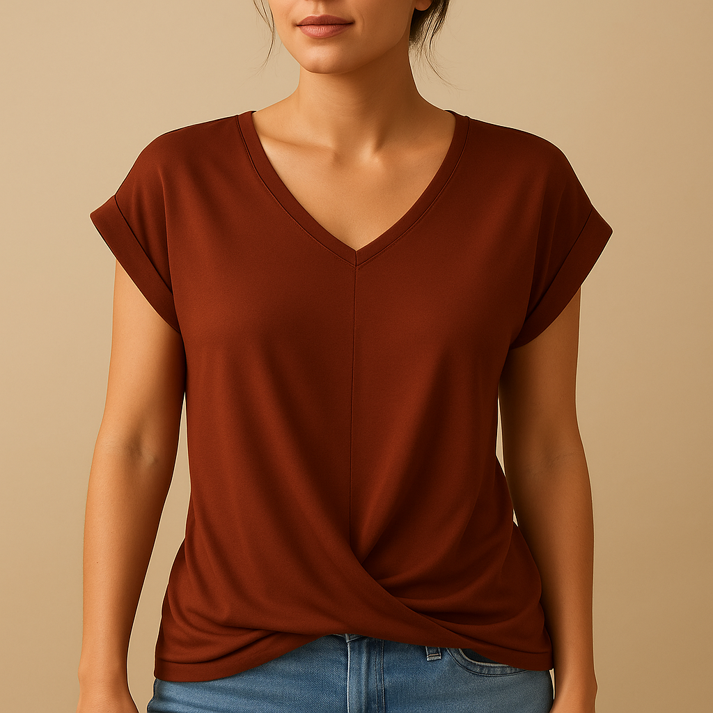 Joline Women's V-Neck Blouse with Flattering Fit