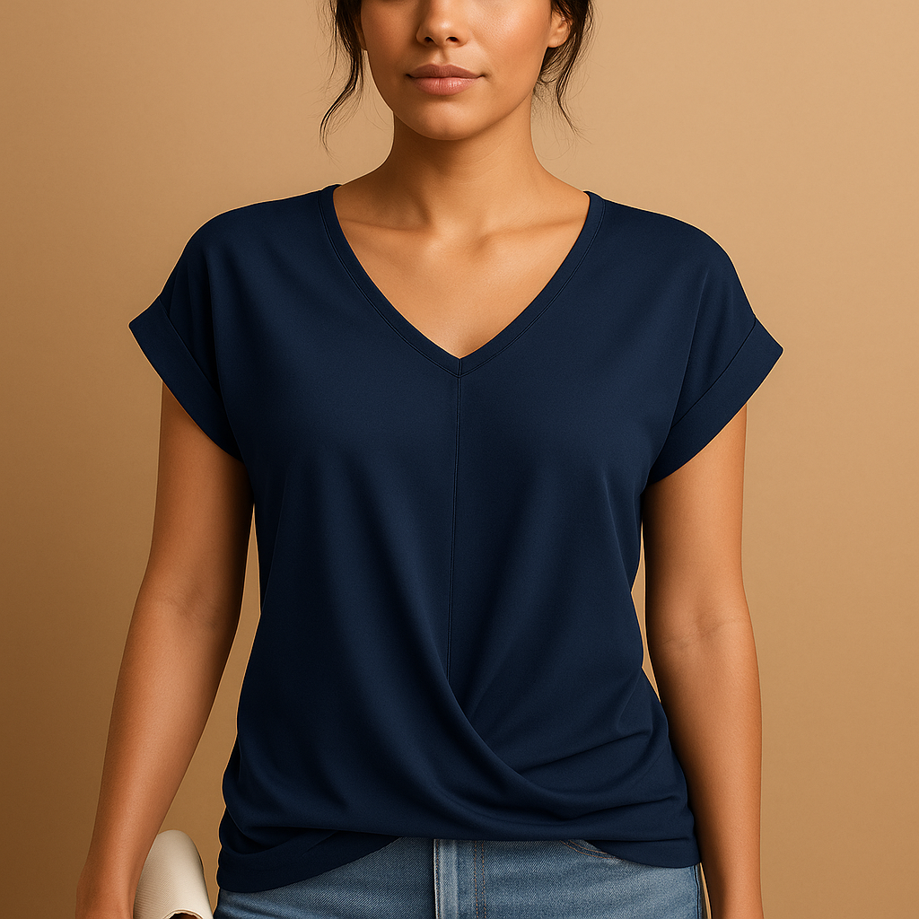 Joline Women's V-Neck Blouse with Flattering Fit