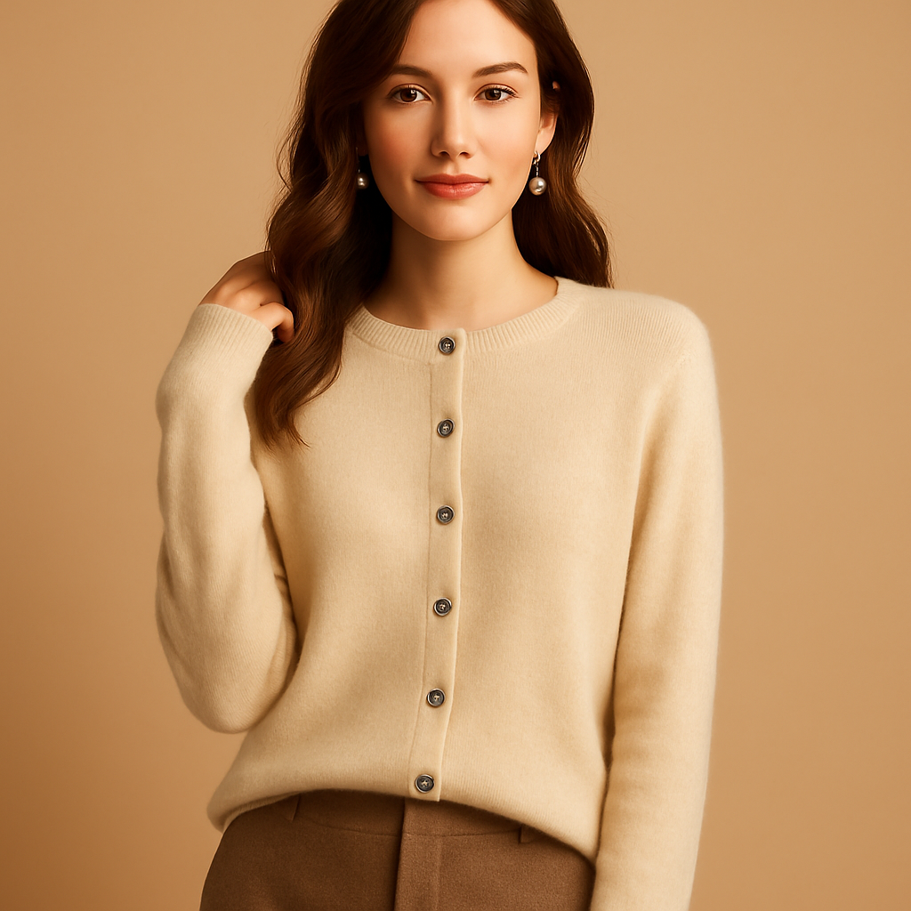 Ilse Women's Long Sleeve V-Neck Cardigan with Buttons