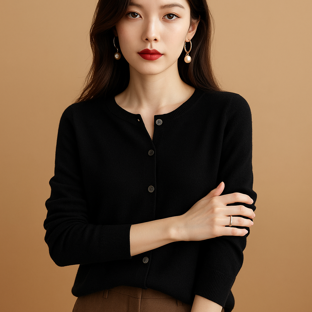 Ilse Women's Long Sleeve V-Neck Cardigan with Buttons